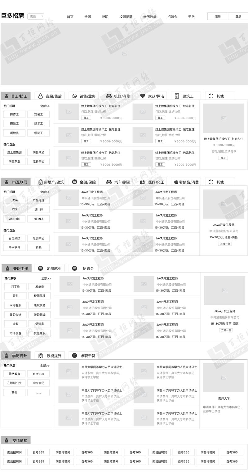 招聘行業(yè)網(wǎng)站原型圖